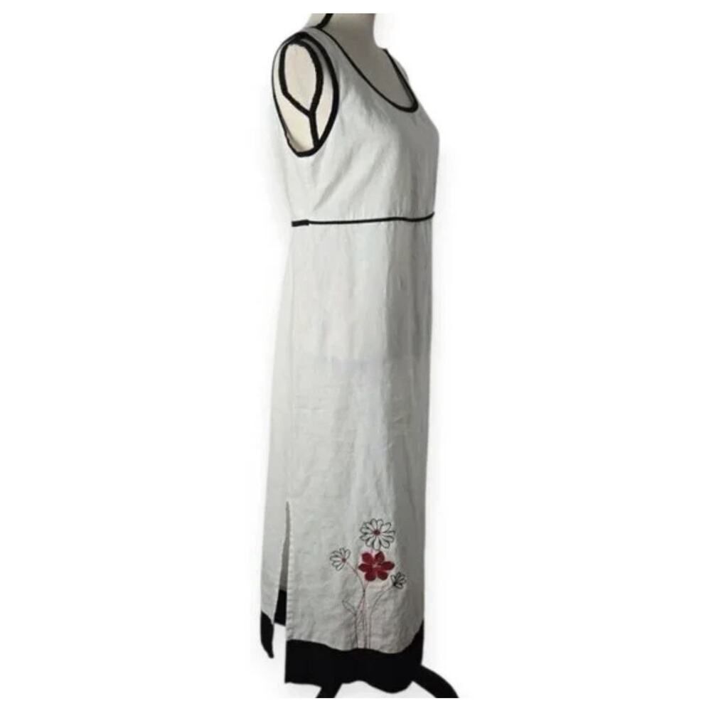 Norton McNaughton Sleeveless Maxi Dress Sz XL White Linen Coastal Modest Peasant